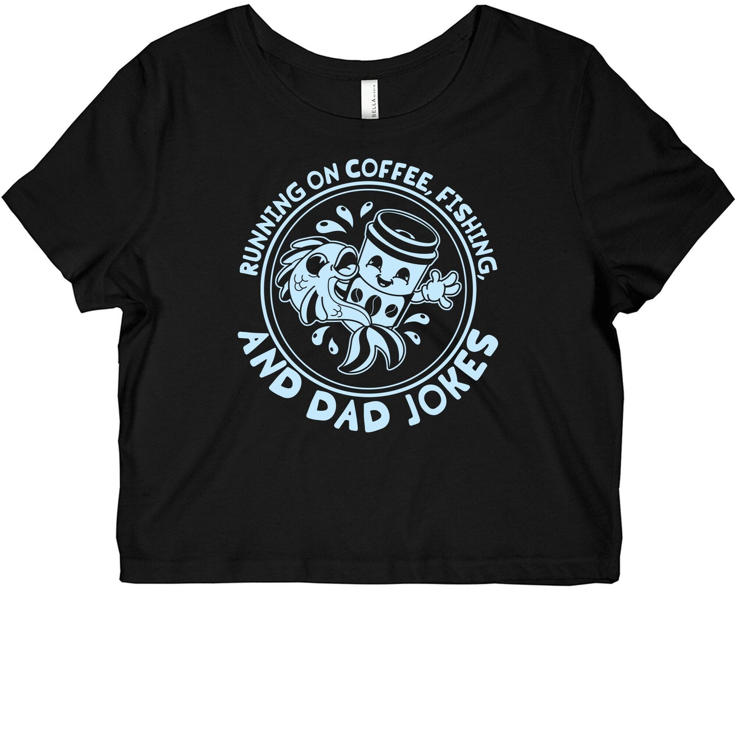 Running on Coffee, Fishing, and Dad Jokes Graphic Baby Tee
