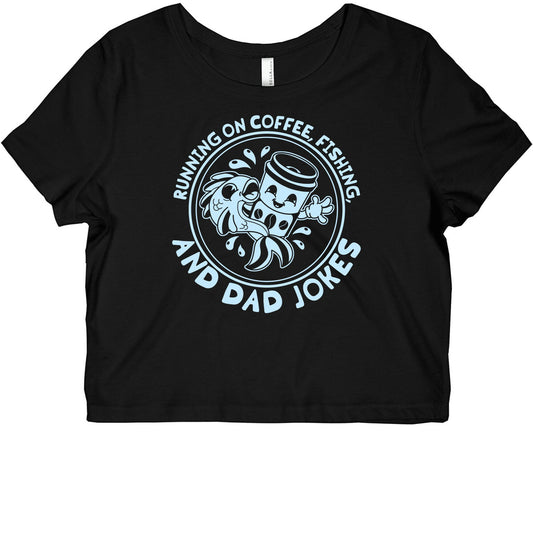 Running on Coffee, Fishing, and Dad Jokes Graphic Baby Tee