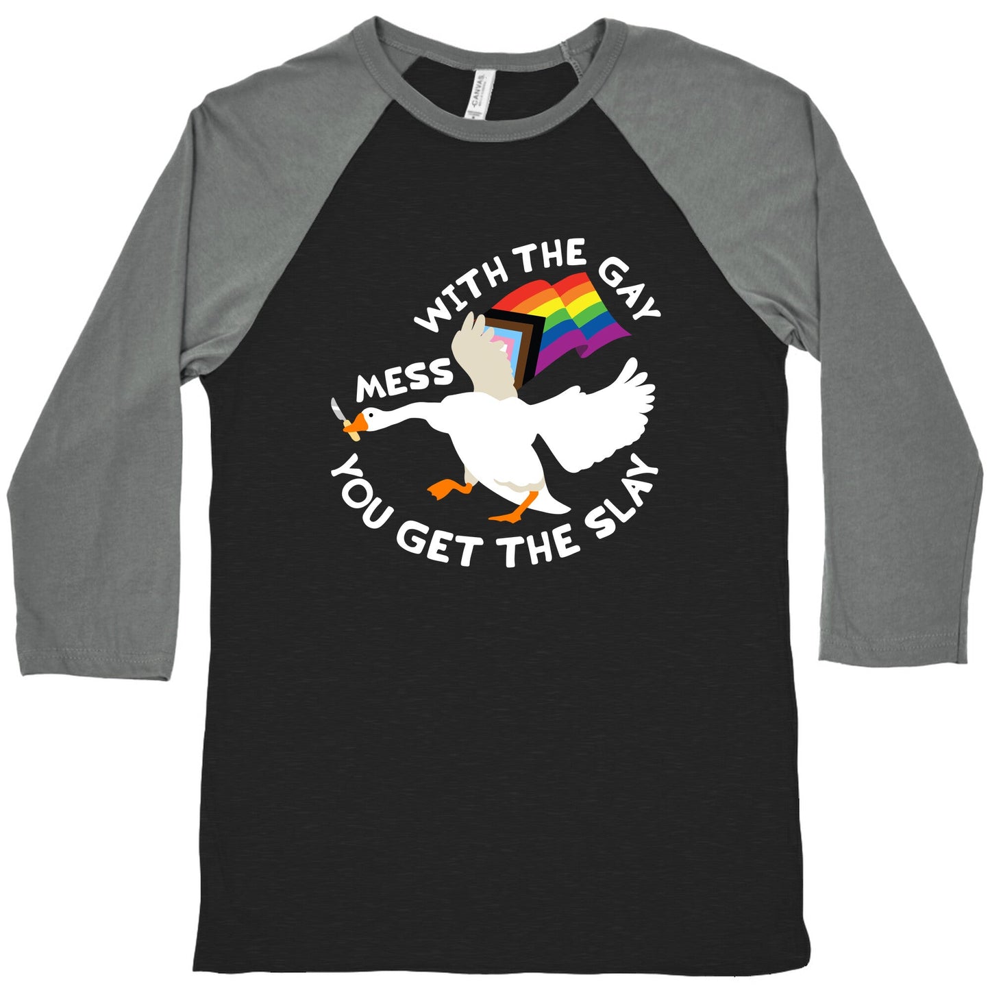 Mess With The Gay You Get The Slay Goose Baseball Tee