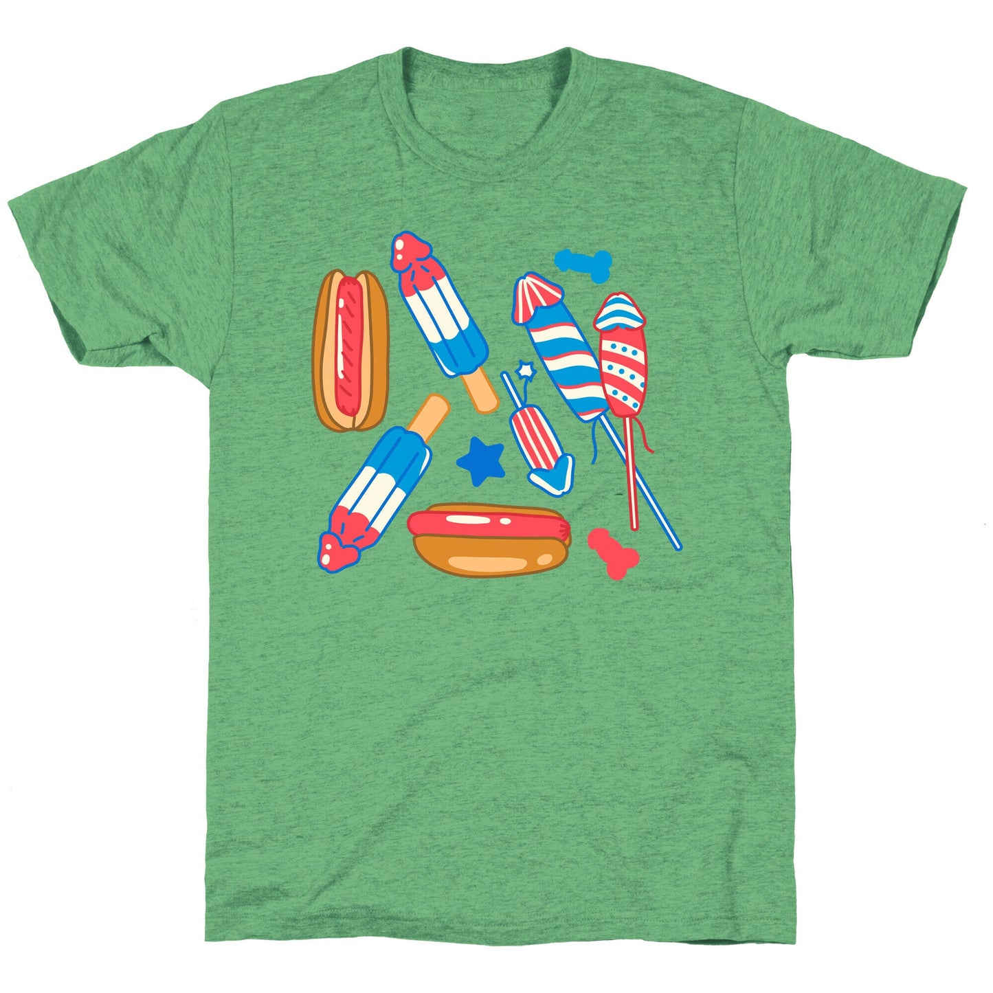 Fourth of July Wieners Pattern Unisex Triblend Tee