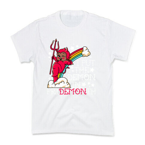 Black Kewpie Devil I Put the DEMON In Pride Month Kids Tee