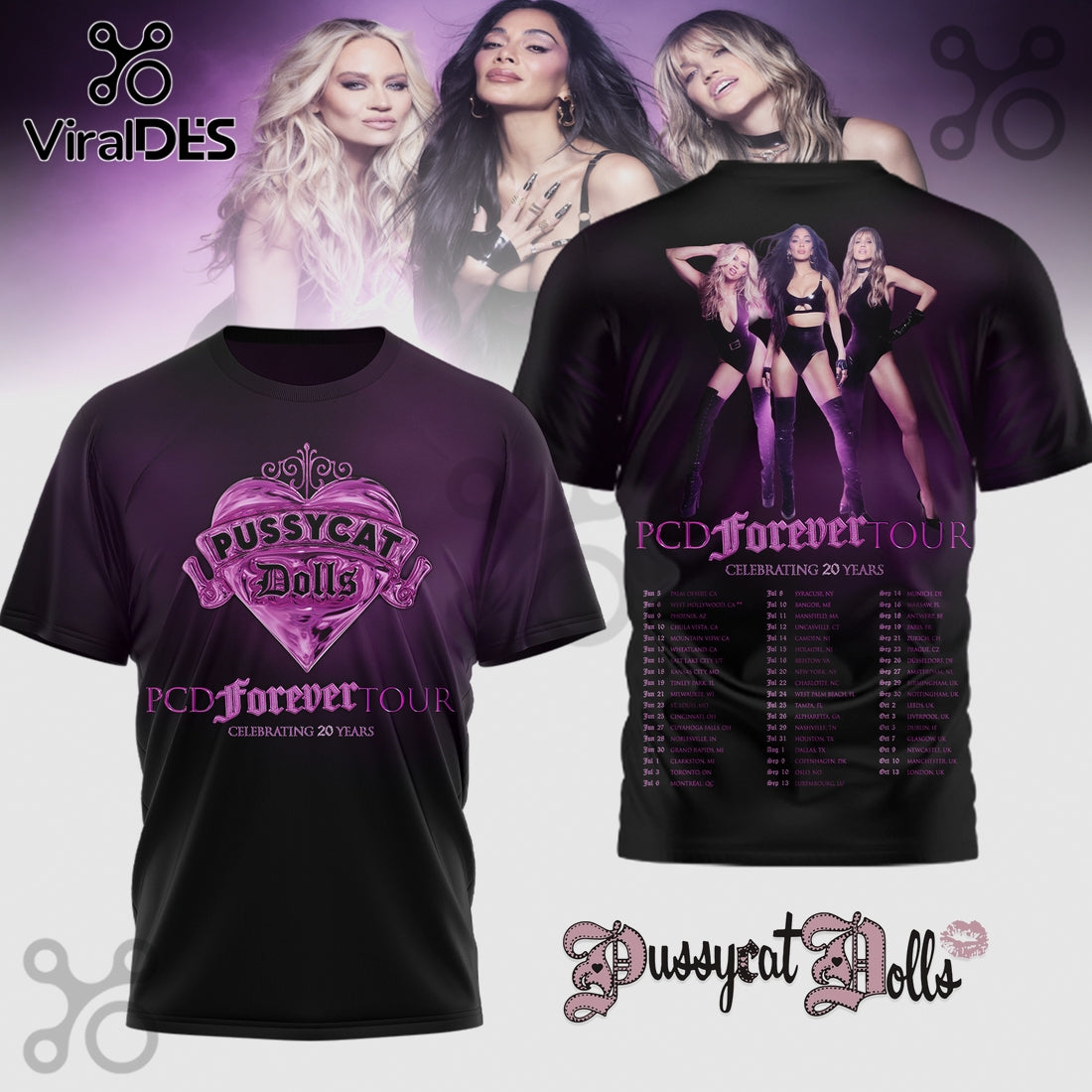Pussycat Dolls PCD Forever Tour Celebrating 20 Years Graphic T-Shirt