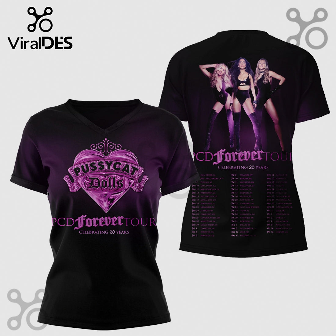 Pussycat Dolls PCD Forever Tour Celebrating 20 Years Graphic T-Shirt