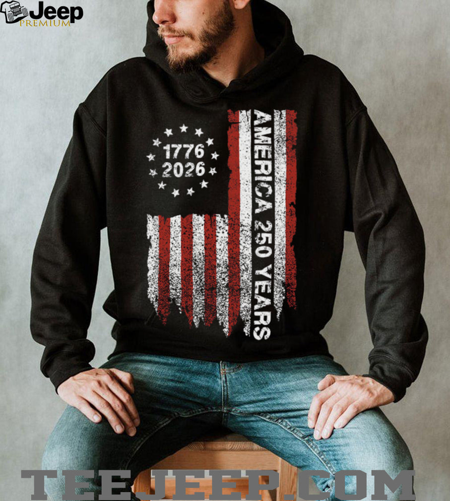 America 250 Years 1776 2026 Vertical Distressed Flag T Shirt
