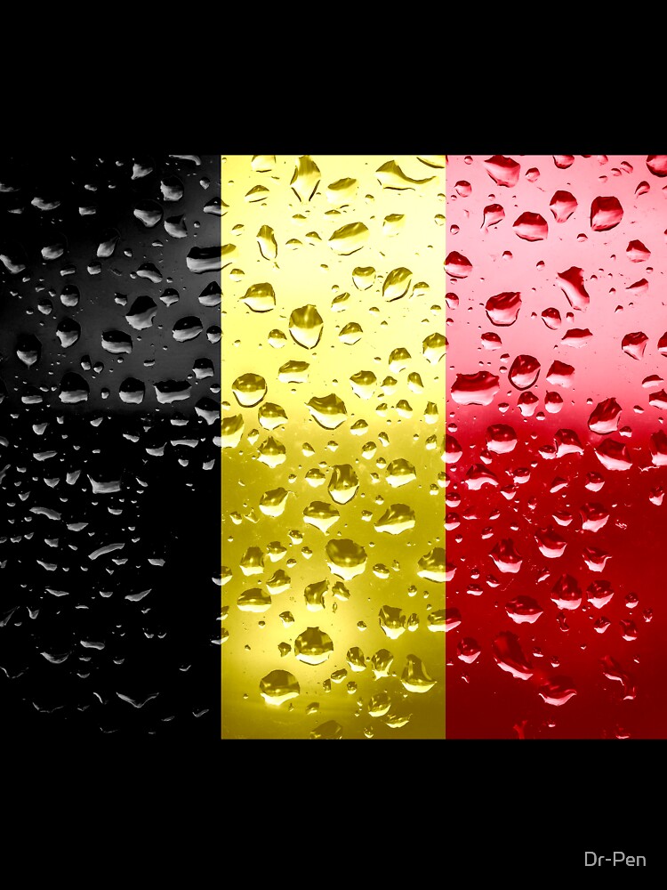 Flag of Belgium - Raindrops Metallic Metal Water Rain Car Bumper Flags Grunge by Dr-Pen