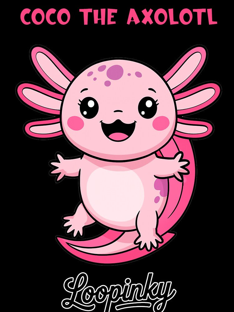 Hug Me! by Coco the Axolotl– Cute Pink Axolotl by LOOPINKY by LOOPINKY Calligraphy and coloring books
