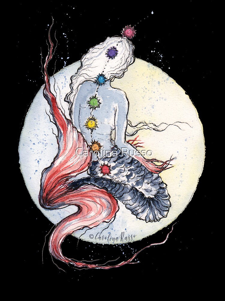 Mermaid Watercolor Painting by Carolina Russo