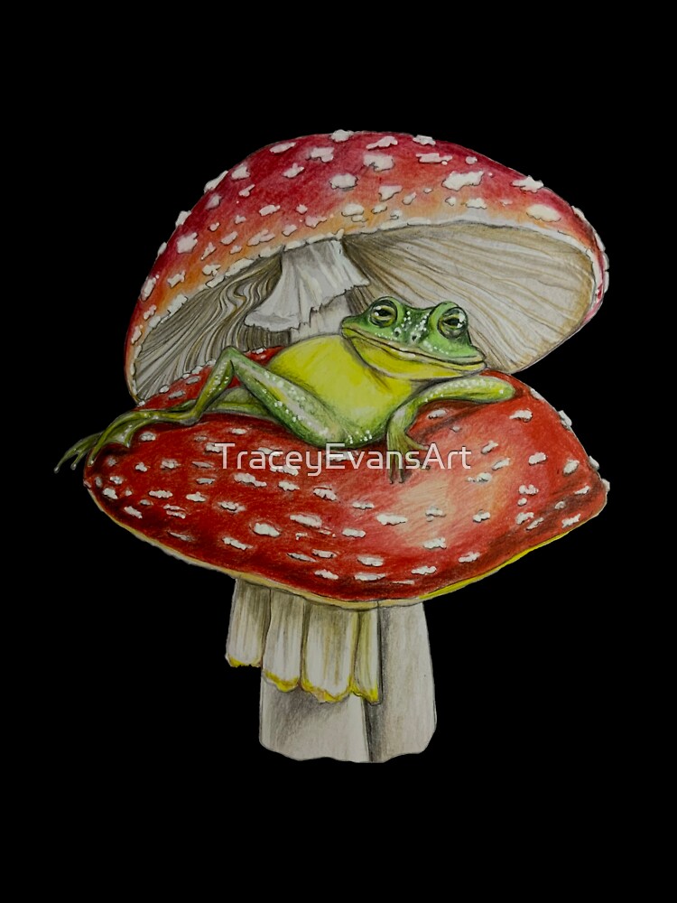 Frog on a mushroom ‘paint me like your French ladies’ by TraceyEvansArt