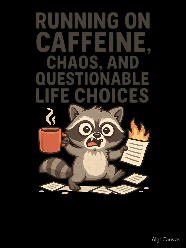 Running on Caffeine, Chaos, and Questionable Life Choices – Funny Animal T-Shirt by AlgoCanvas
