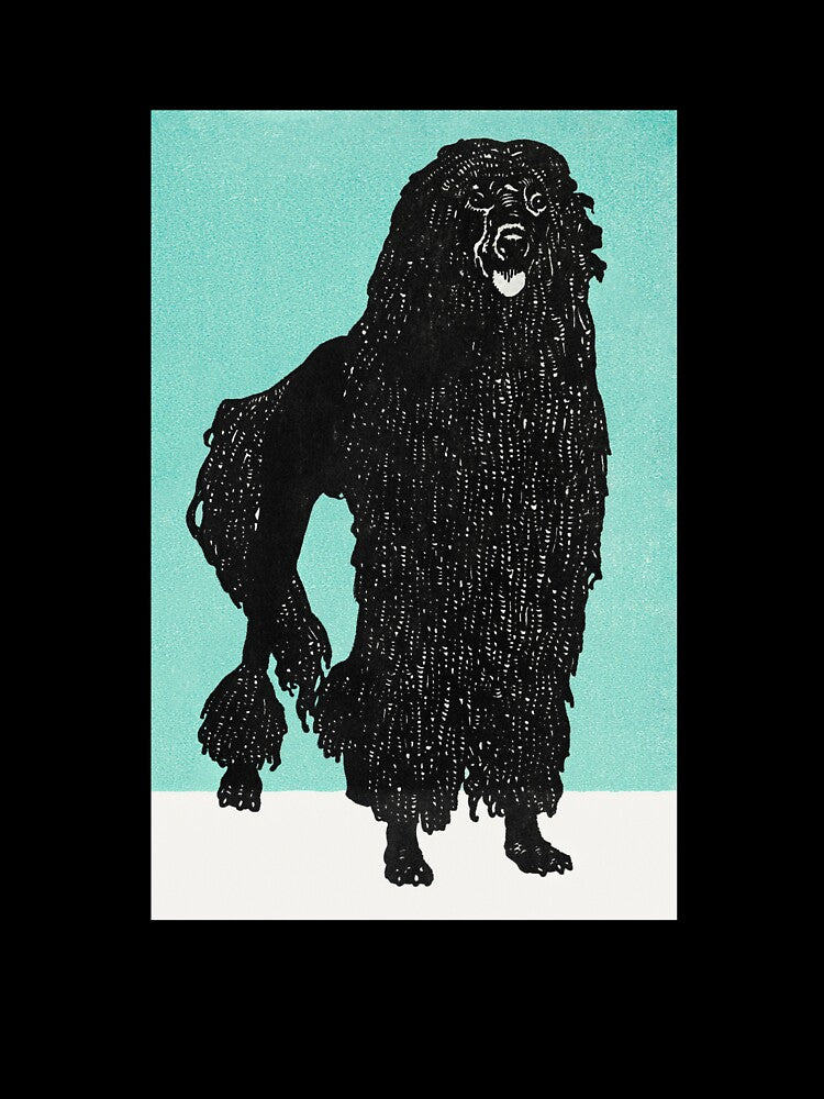 Black Poodle Dog Blockprint Poster by Old Soul Vintage