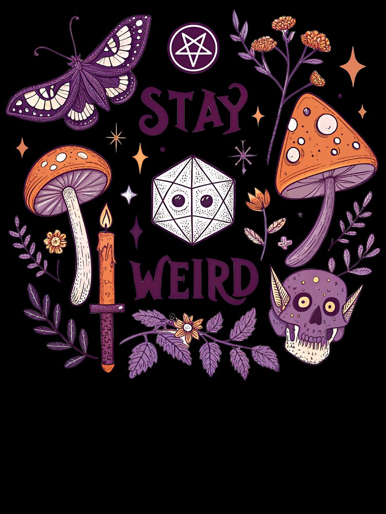 Stay Weird Gothic Moth and Mystical Mushroom by Nyx Creates