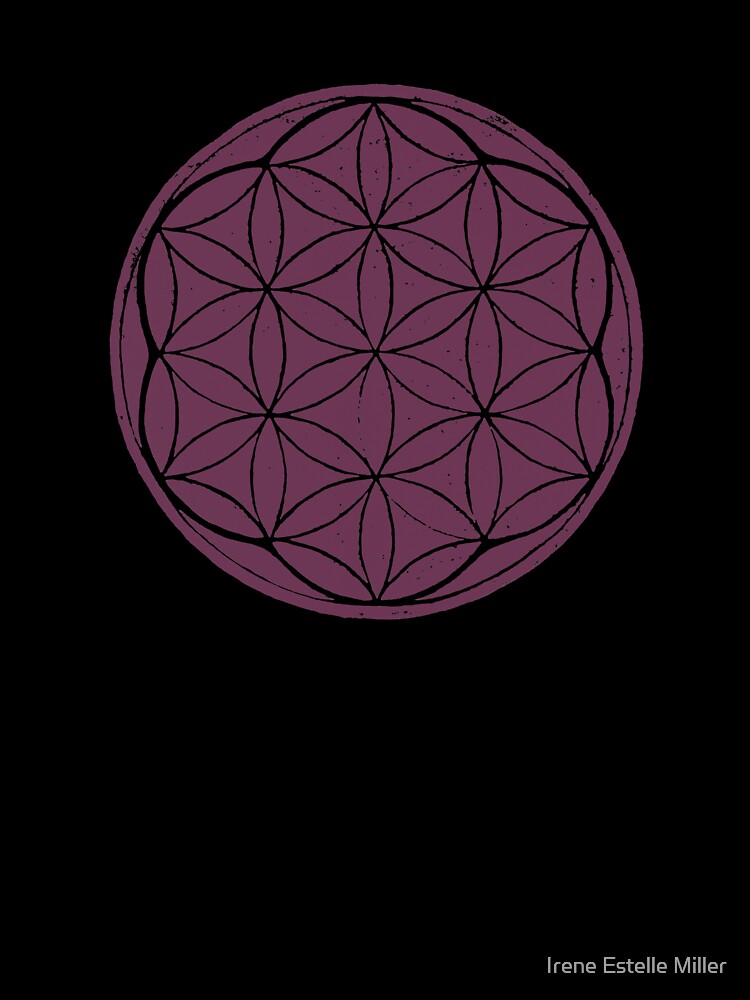 Flower of Life Linocut - Beet + Coal by Irene Estelle