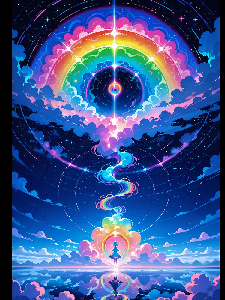 Surreal Cosmic Eye and Rainbow Clouds – Dreamcore Psychedelic Art by Xynith