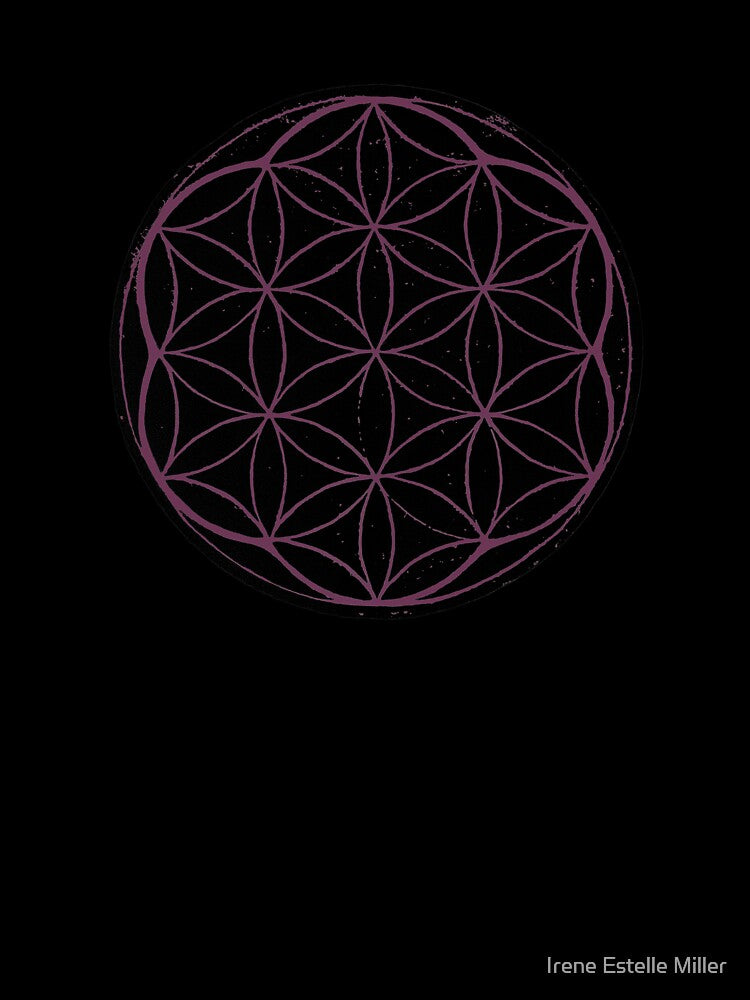 Flower of Life Linocut - Coal + Beet by Irene Estelle