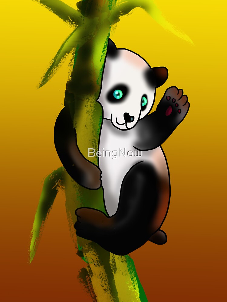 cartoon panda on bamboo by BeingNow