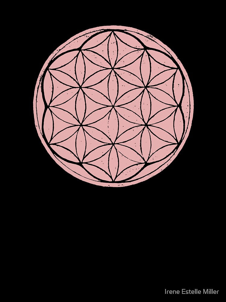 Flower of Life Linocut - Rose + Coal by Irene Estelle