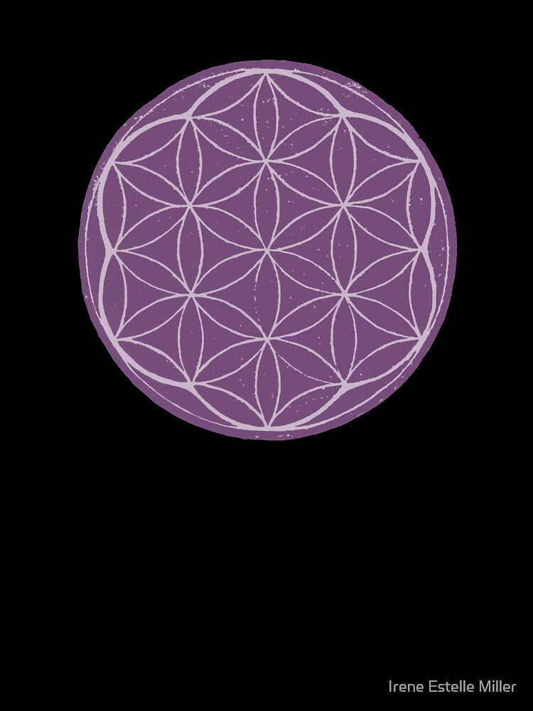 Flower of Life Linocut - Plum + Dust by Irene Estelle