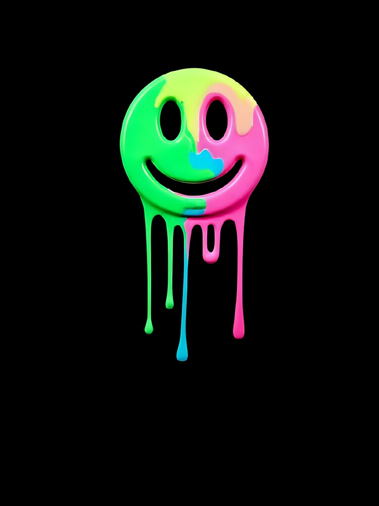 Trippy Melting Smiley Face | Neon Psychedelic Drip by Abhishek437