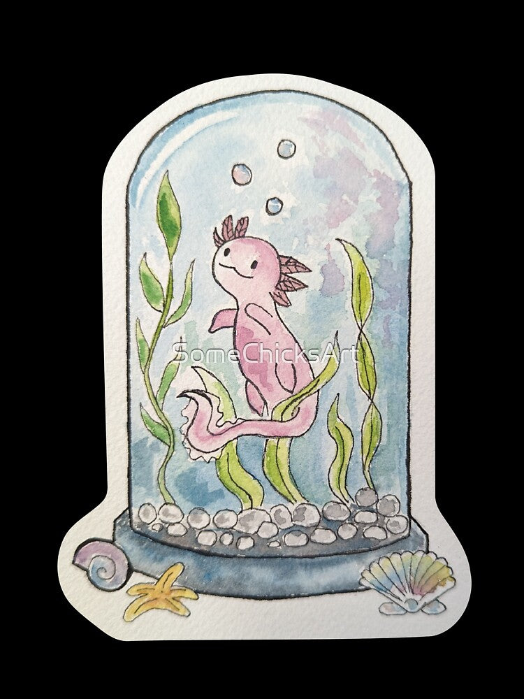 Axolotl in Terrarium by SomeChicksArt