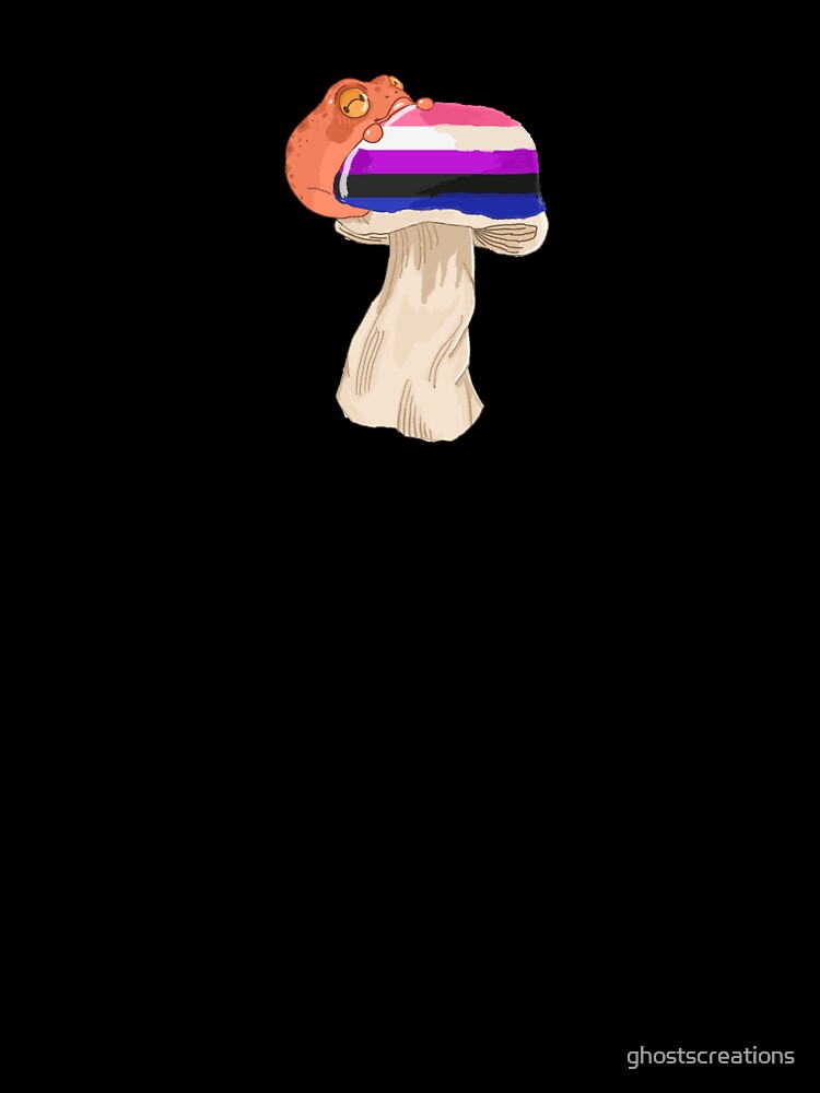 Genderfluid Pride Frog on a Mushroom by ghostscreations