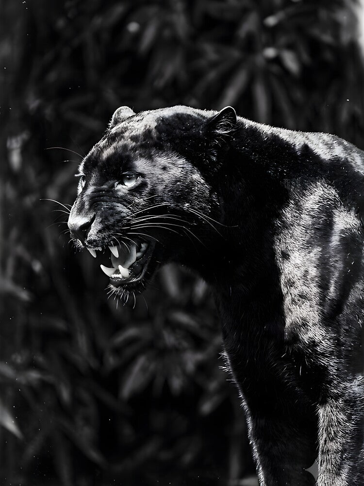 Black Panther Snarling Vintage Grain Film Streetwear by MetalStudio