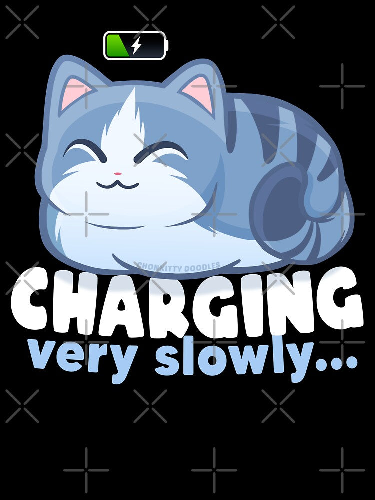 Sleepy Kitty Charging Social Battery Cute Cartoon Cat by Chonkitty