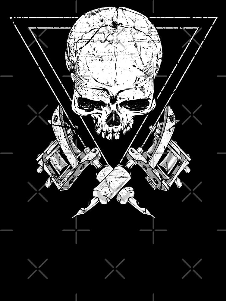Skull with Tattoo Machine Crossbones by Ikaroots