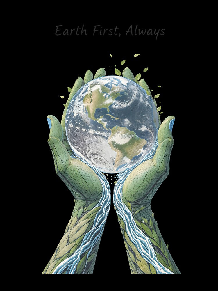 Earth First Always: Hand of Nature & Water Flow by Nuvoro Eco Awareness