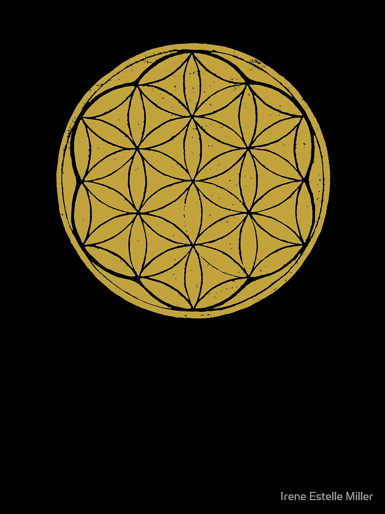Flower of Life Linocut - Saffron + Coal by Irene Estelle