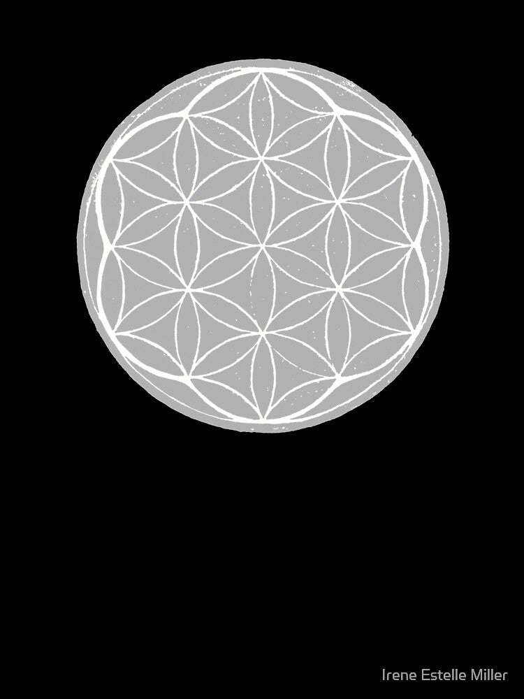 Flower of Life Linocut - Fog + Snow by Irene Estelle