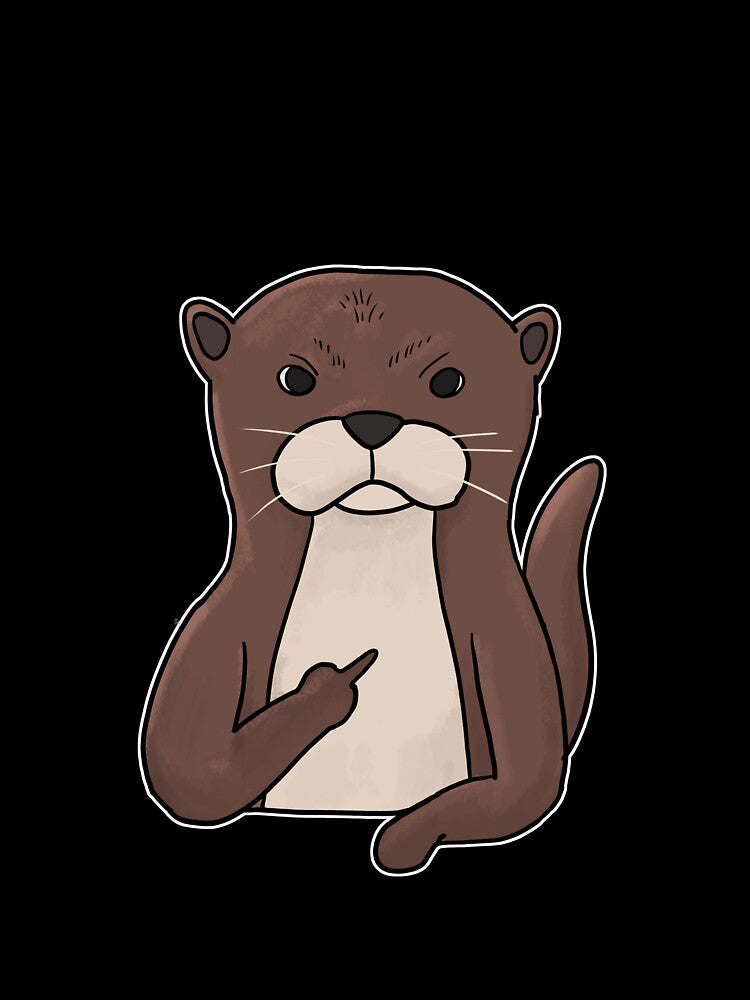 Grumpy Otter Holding Middle Finger by Mesyo
