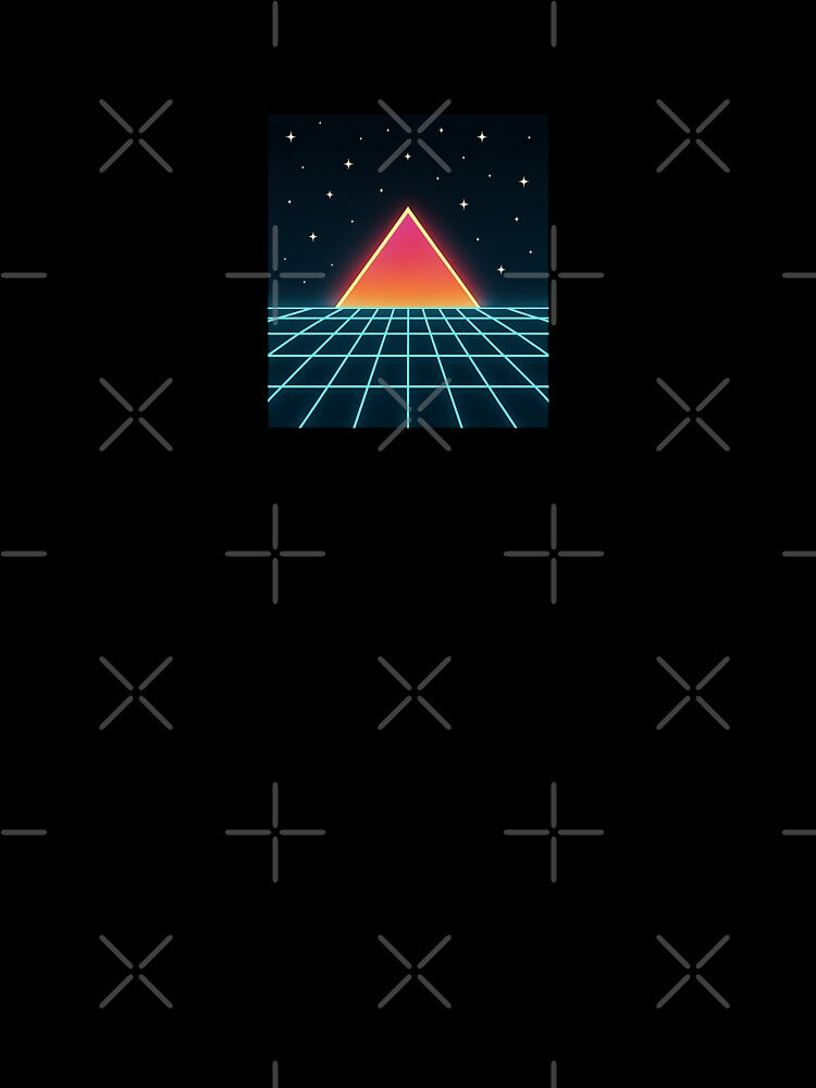 Neon Pyramid Retro Futuristic Grid by Le Grand Requin