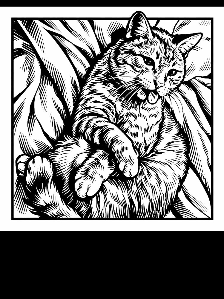 Derp Tabby Cat Lounging Comic Art Print by ShopCatLife