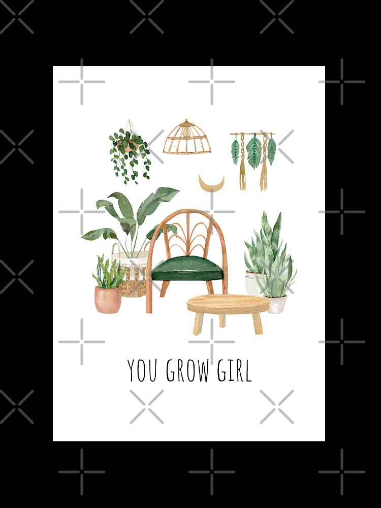 You Grow Girl Greeting Card Art Print Friendship Plant Lover by papergnome
