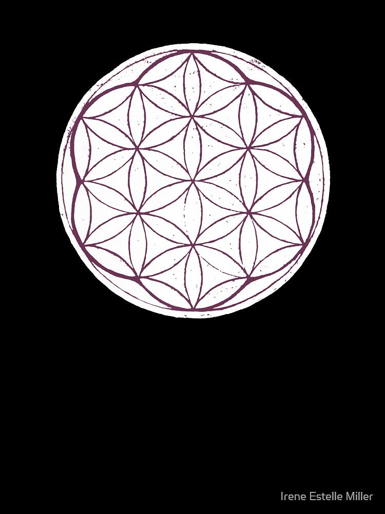 Flower of Life Linocut - Snow + Beet by Irene Estelle