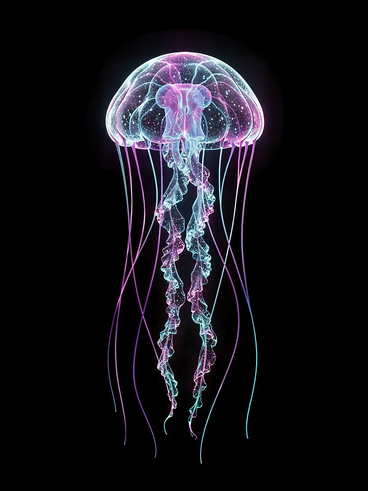 Bioluminescent Neon Jellyfish - Deep Sea Synthwave Aesthetic by LittleAlfa