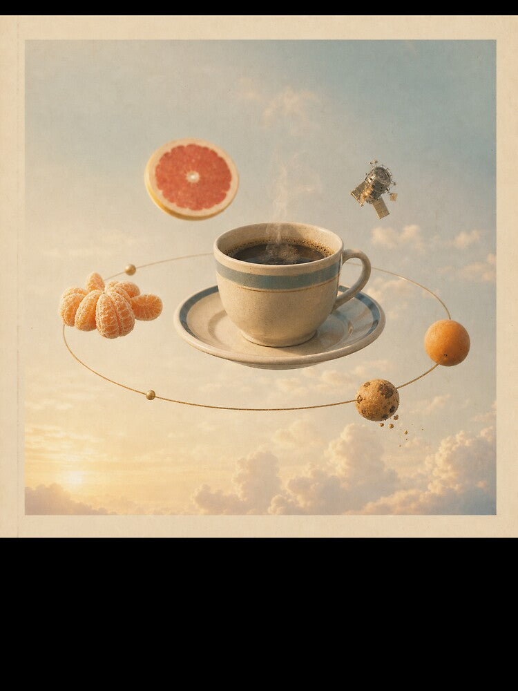 Coffee Cup Morning Orbit by Quiet Badge Studio