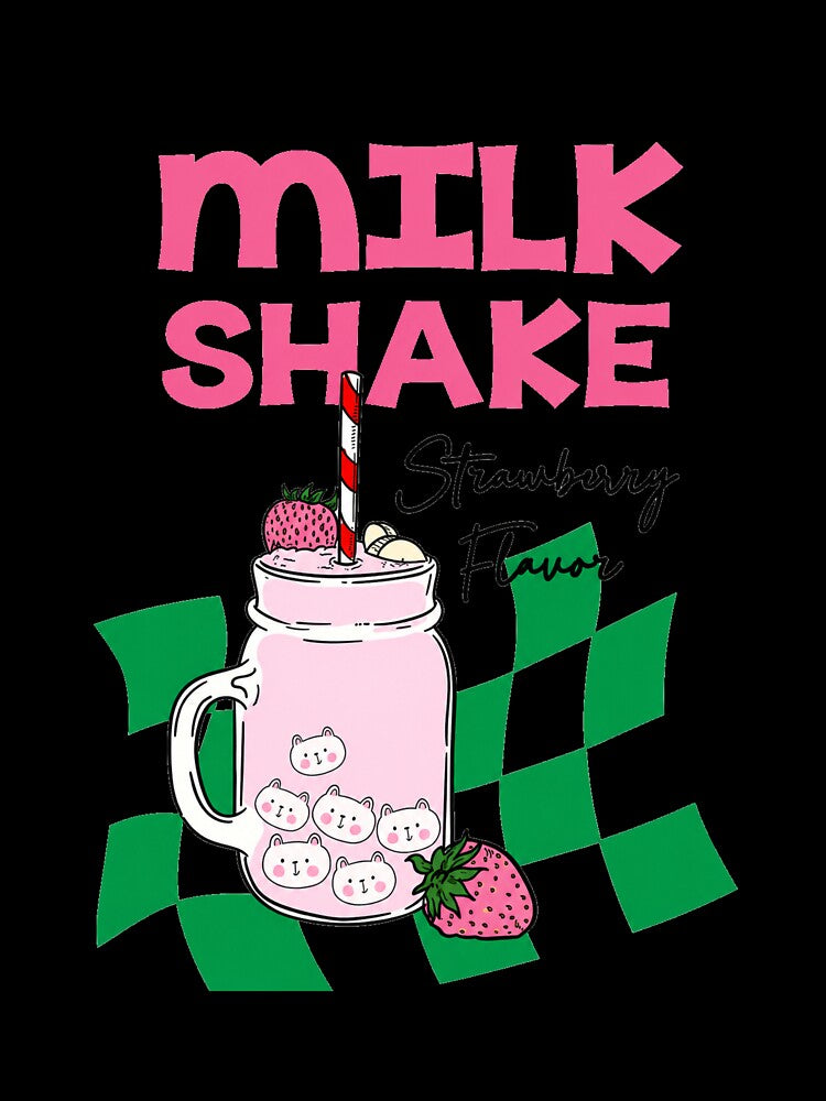 Cute Strawberry Milkshake Kawaii Aesthetic Retro Design by Soft Glow