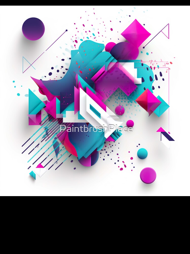 3D Geometric Neon Splash Abstract Art by PaintbrushPlace