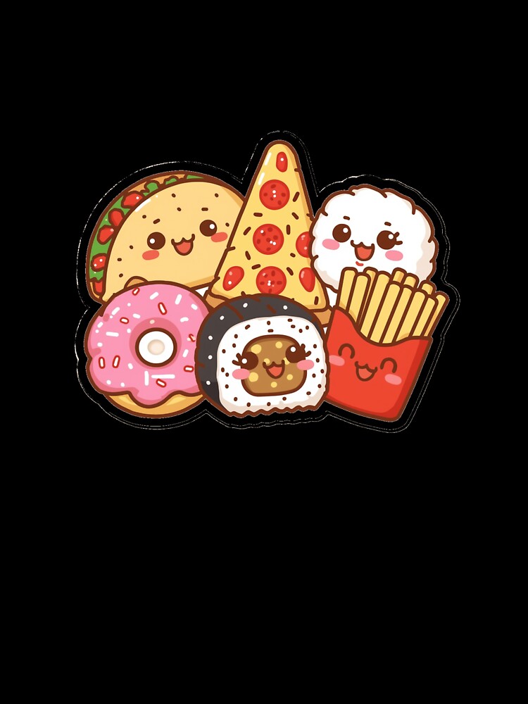 Kawaii Snacks Assortment – Cute Pizza, Sushi, Donut, Tacos and Fries by KawaiiAI-Art