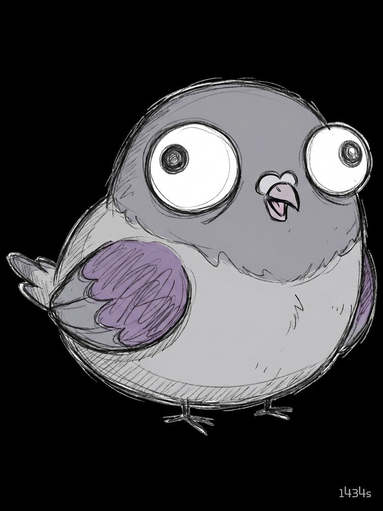 Derpy Pigeon - Funny Clueless Bird Sketch Aesthetic Sticker by 1434s