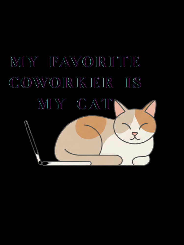 Funny Remote Work Cat Coworker - Minimalist Home Office Decor by Pukisdaizi