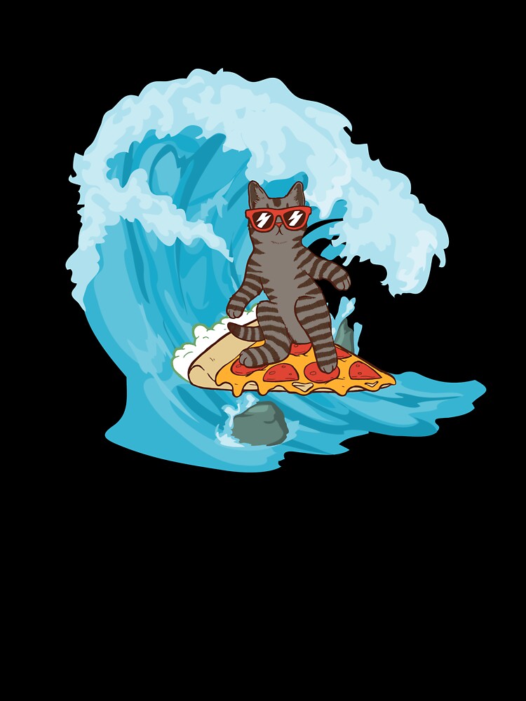 surfing pizza cat by Purrs & Snuggles Designs