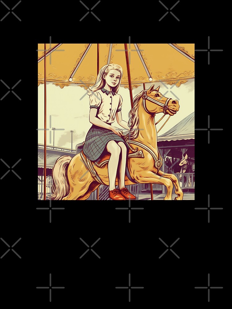The vintage girl on a carousel ( Black background ) by SMALL BEAR ART