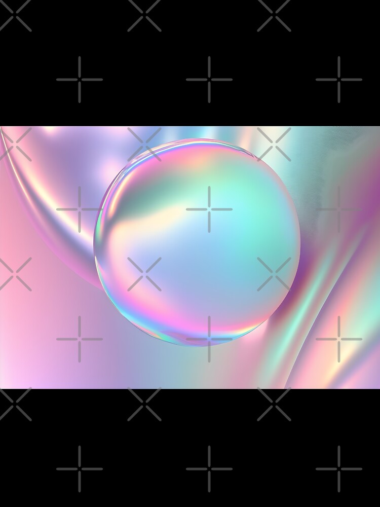 Holographic wallpaper background with floating bubbles in the liquid. Hologram texture by anytka