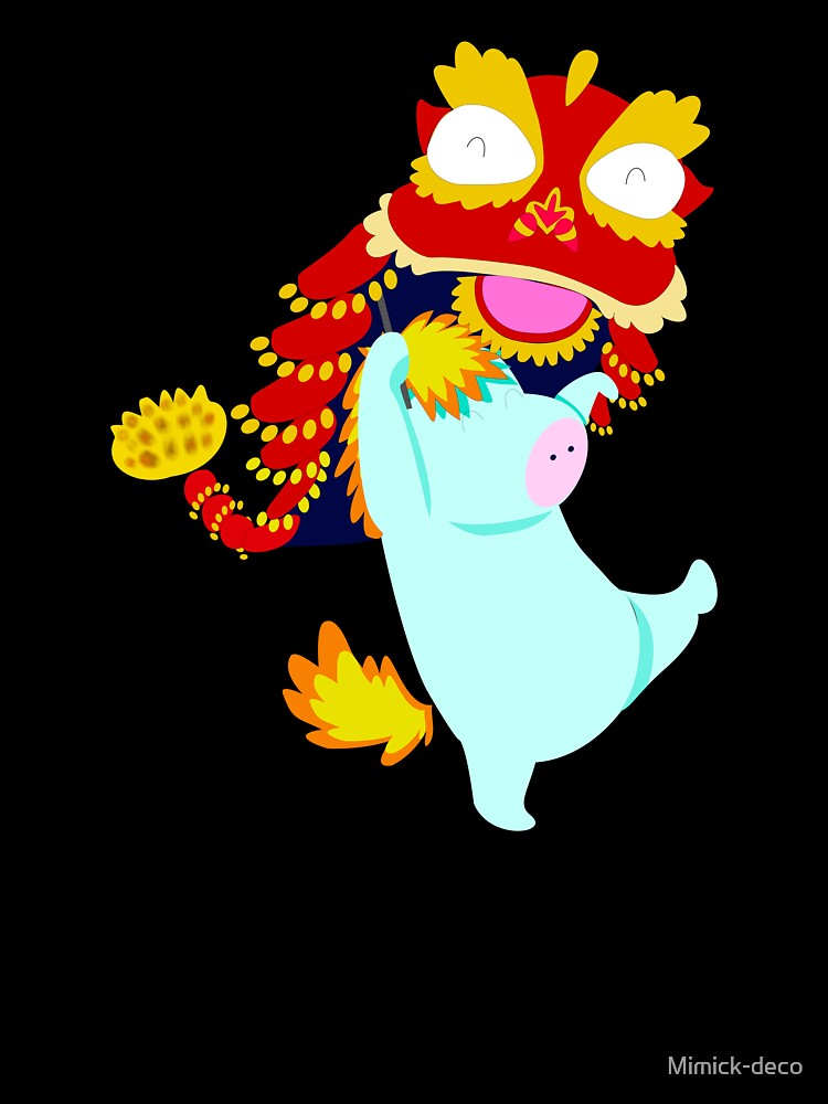 Year Of The Horse 2026 with cute horse mascot and lion dance suit by Mimick-deco