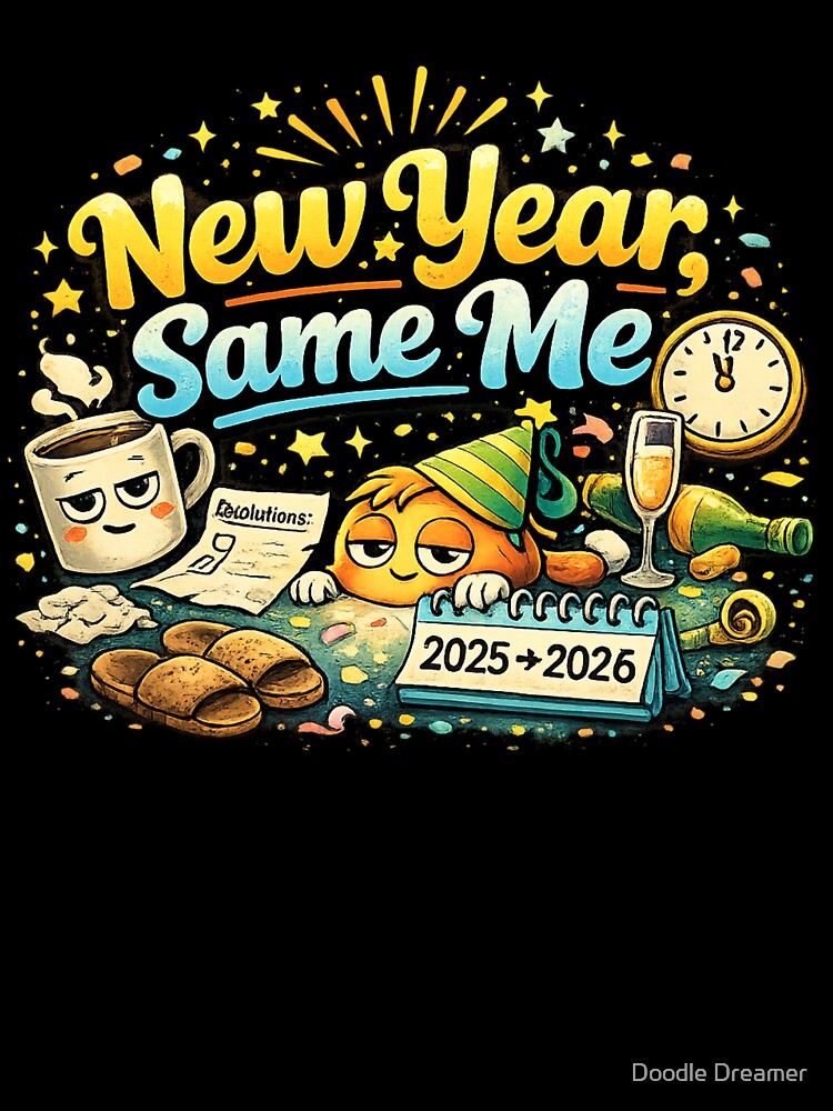 New Year Same Me Energy by Doodle Dreamer