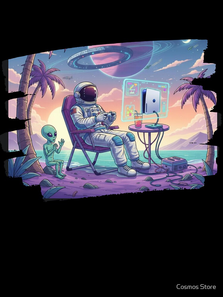 Astronaut Gaming on Alien Tropical Beach by Cosmos Store