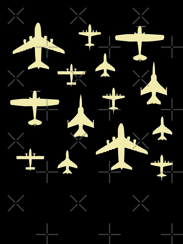 Fly Past Aeroplanes Navy Blue and Beige Pattern by CreativeTwins