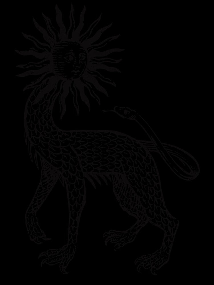 Medieval Beast Engraving - Esoteric Line Drawing - Black Version by Arcane Orchid
